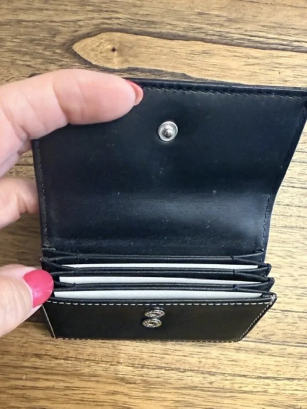 COACH Unisex Black Leather Card Case Wallet